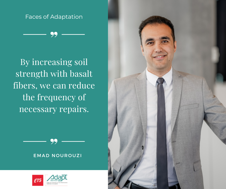 Emad Norouzi, Concordia researcher developing sustainable road infrastructure with basalt fibers.