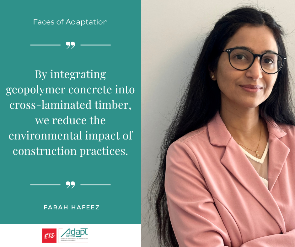 Farah Hafeez, Concordia researcher working on low-carbon sustainable construction.