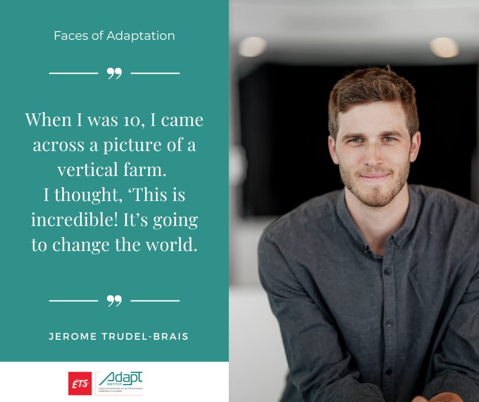 Jérôme Trudel-Brais, ÉTS PhD student researching energy efficiency in vertical farms.