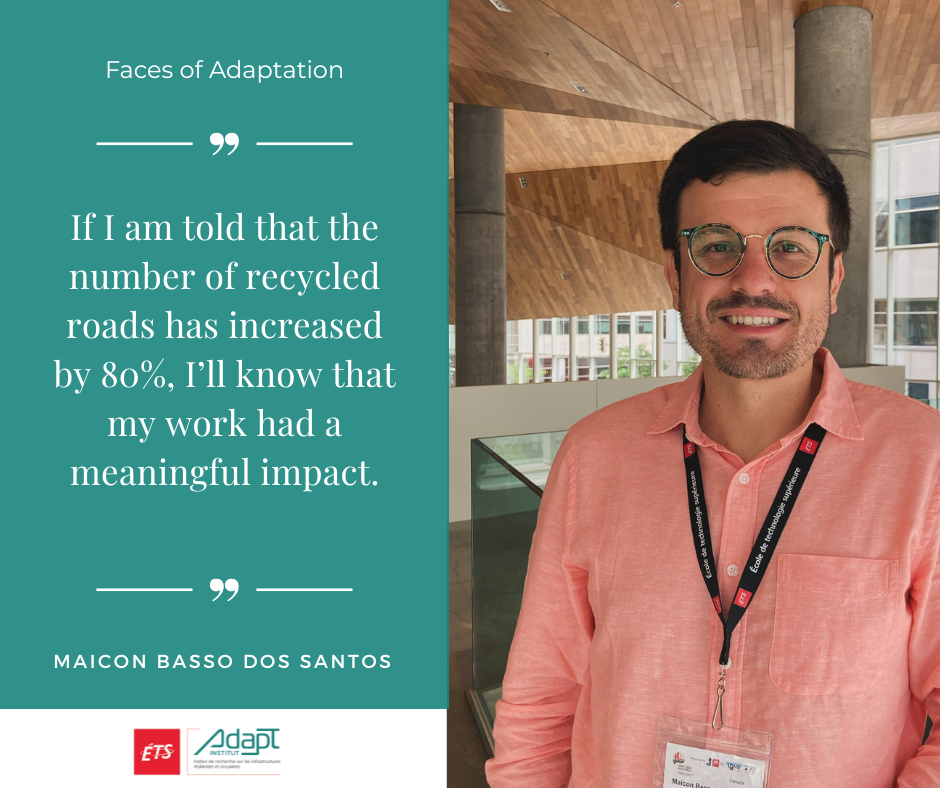 Maicon Basso Dos Santos, ÉTS PhD student researching pavement recycling in cold regions.